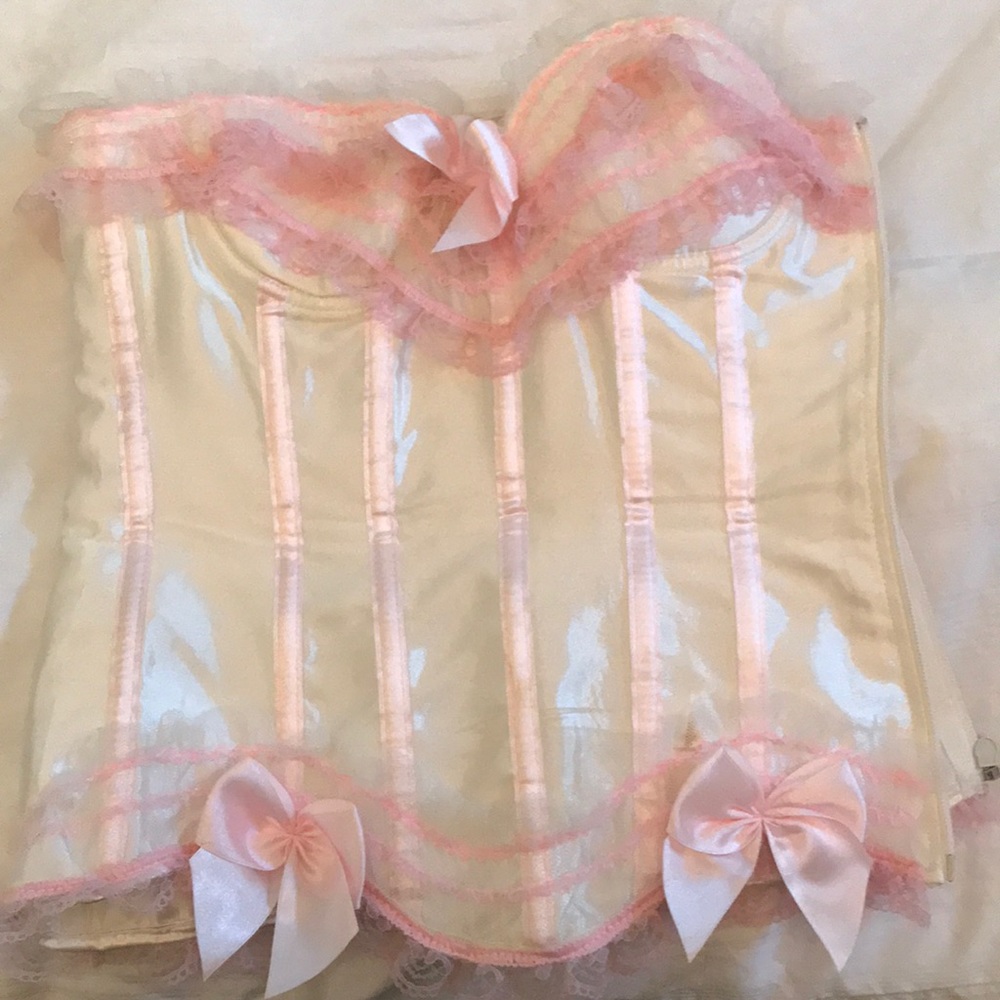 Pink & White bow Corset for Halloween